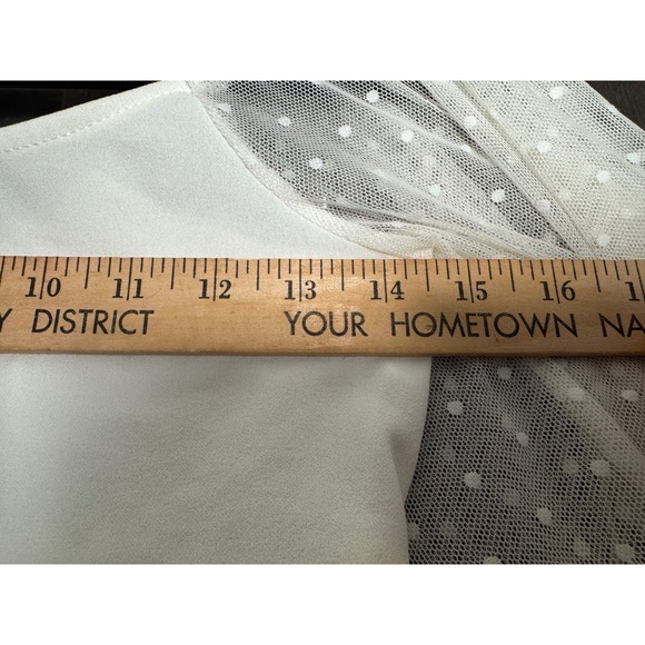 Evolutionary White Crop Top‎ Sheer Polka Dot Puff Sleeve Square Neck - Picture 3 of 5